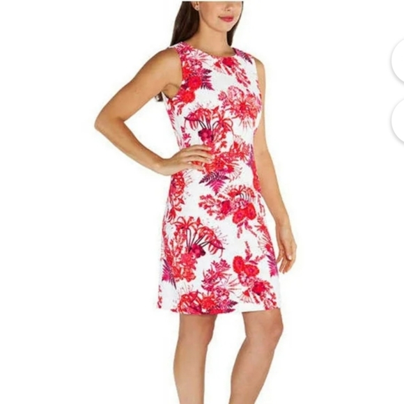🔷️ Mario Serrani Ladies Shift Dress, Pink Floral Print, Size 6 - Picture 1 of 8
